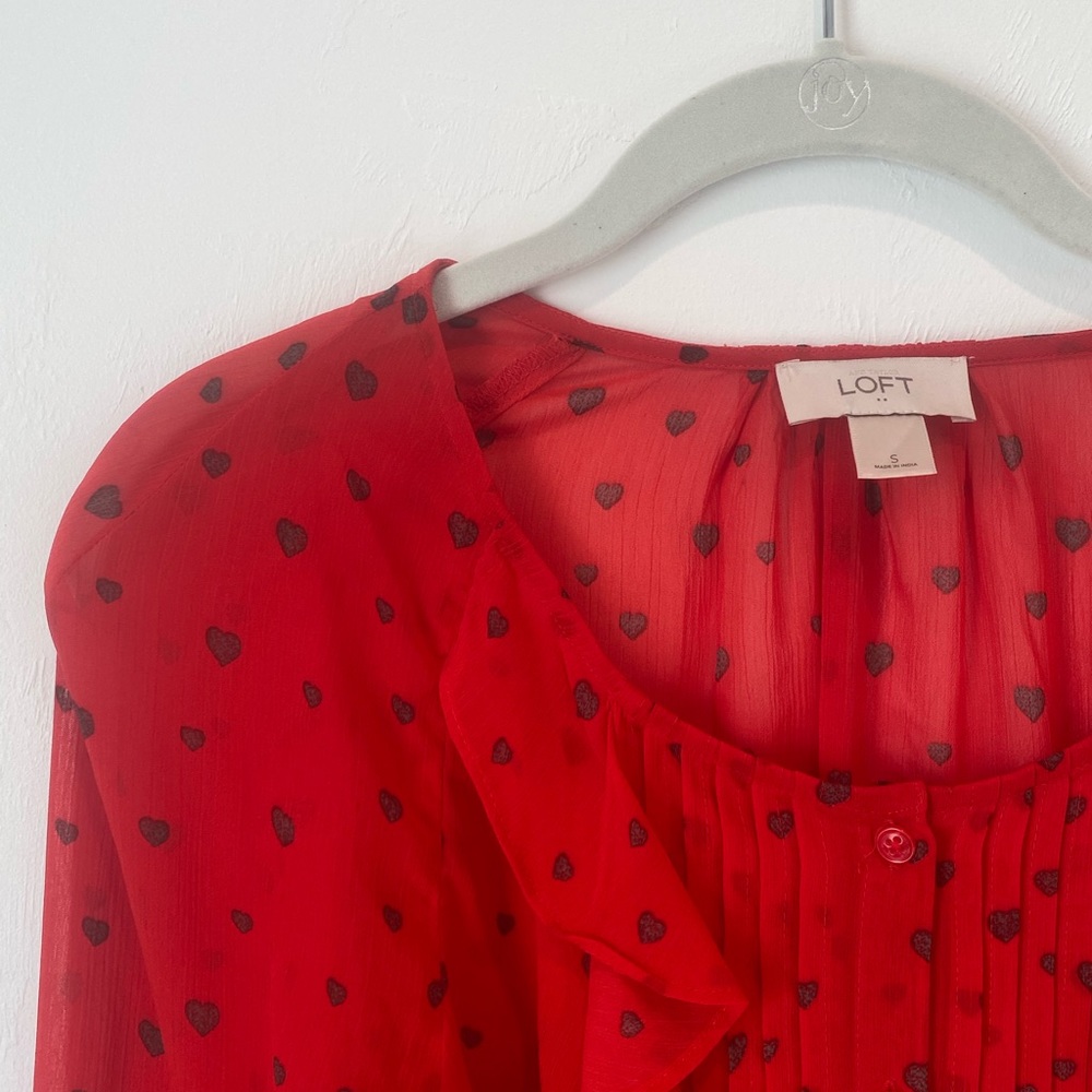 Loft Red Ruffle Front top - Picture 4 of 5